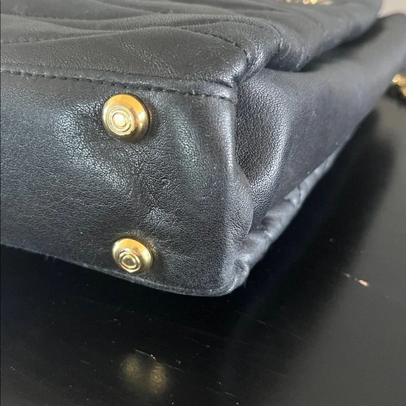 Vintage Black Quilted Shoulder Bag with Gold Accents - Picture 4 of 7